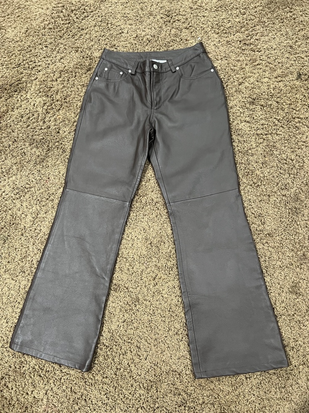 Newport News Jeanology vintage 90’s Brown Leather lined Bootcut Pants size 6 - Picture 2 of 11